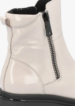 Sale CAPRICE White Patent Leather Side Zip Ankle Boots