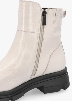 Sale CAPRICE White Patent Leather Side Zip Ankle Boots
