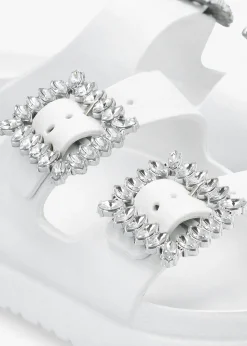 Sale HOT SAND White Two Bar Embellished Mules