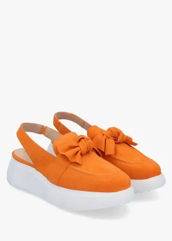 Outlet WONDERS Winger Apricot Suede Knotted Sling Back Moccasins