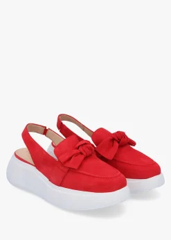 Online WONDERS Winger Rojo Suede Knotted Sling Back Moccasins