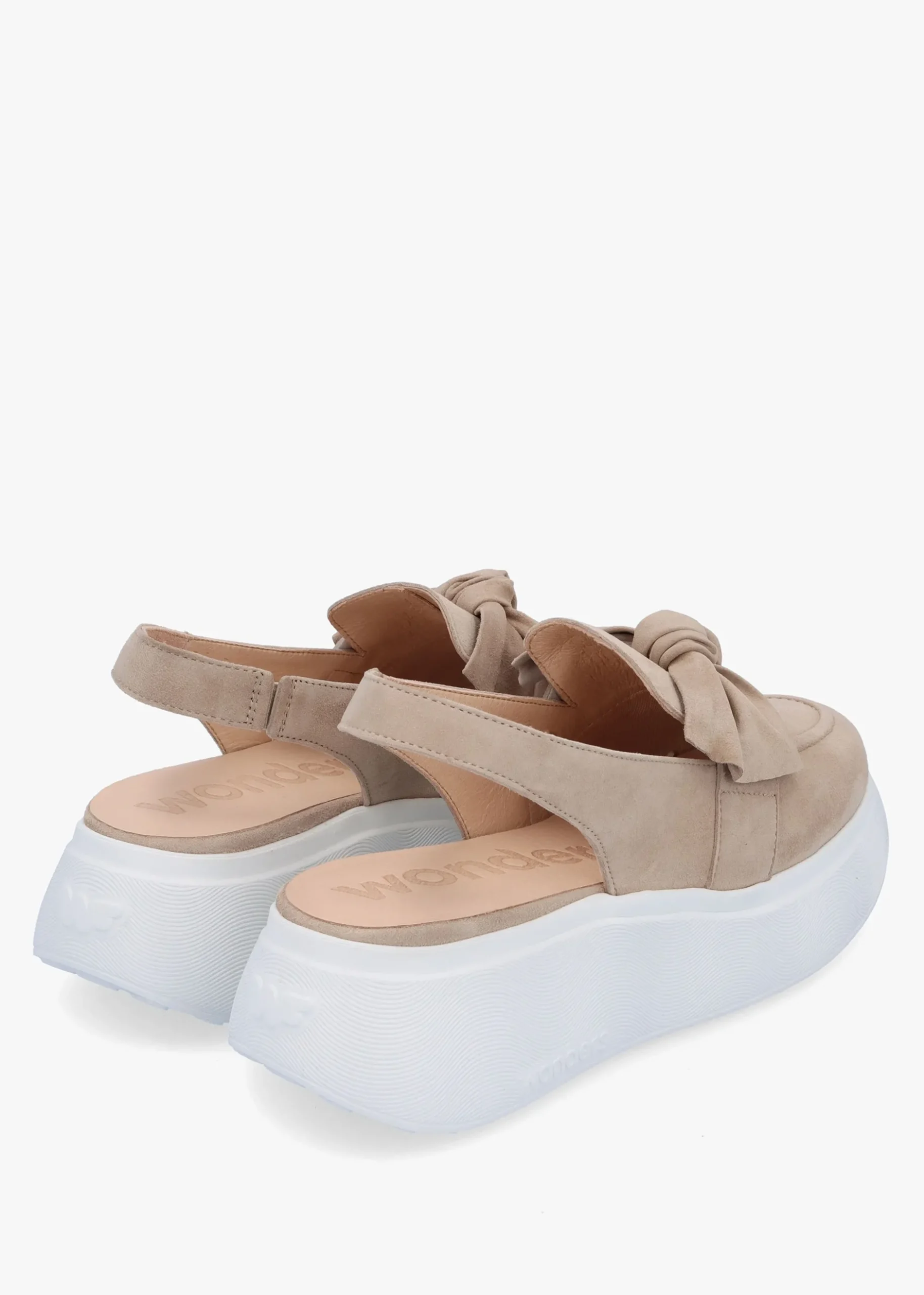 Discount WONDERS Winger Taupe Suede Knotted Sling Back Moccasins