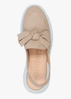 Discount WONDERS Winger Taupe Suede Knotted Sling Back Moccasins