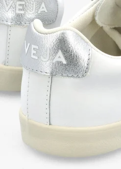 Clearance VEJA Women's Esplar Logo Extra White Silver Leather Trainers