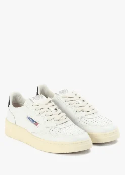 Discount AUTRY Women's Medalist Low White & Black Leather Trainers