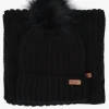 Hot BARBOUR Women’s Saltburn Black Beanie Hat & Scarf Gift Set