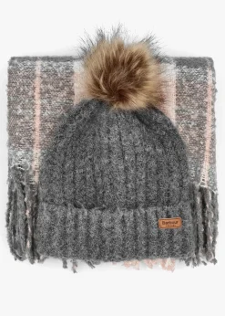 Best BARBOUR Women’s Saltburn Grey Rose Beanie & Tartan Scarf Gift Set