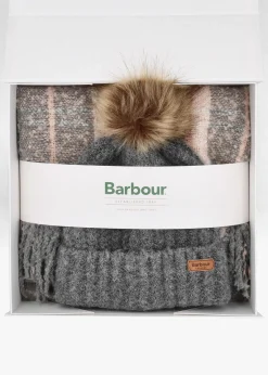 Best BARBOUR Women’s Saltburn Grey Rose Beanie & Tartan Scarf Gift Set