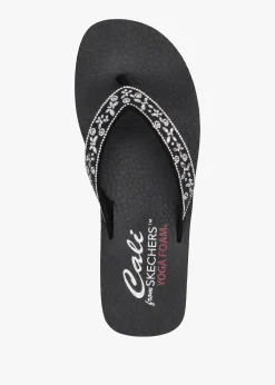 Discount SKECHERS Women’s Vinyasa Butterfly Kiss Black Flip Flops