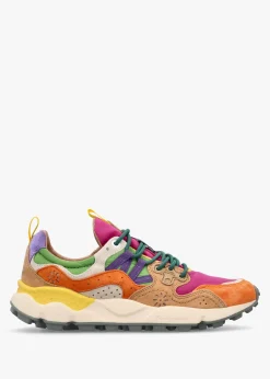 New FLOWER MOUNTAIN Women's Yamano 3 Orange Fuchsia Suede & Nylon Trainers