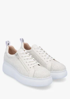 Sale WONDERS Woperf Off White Leather Perforated Trainers