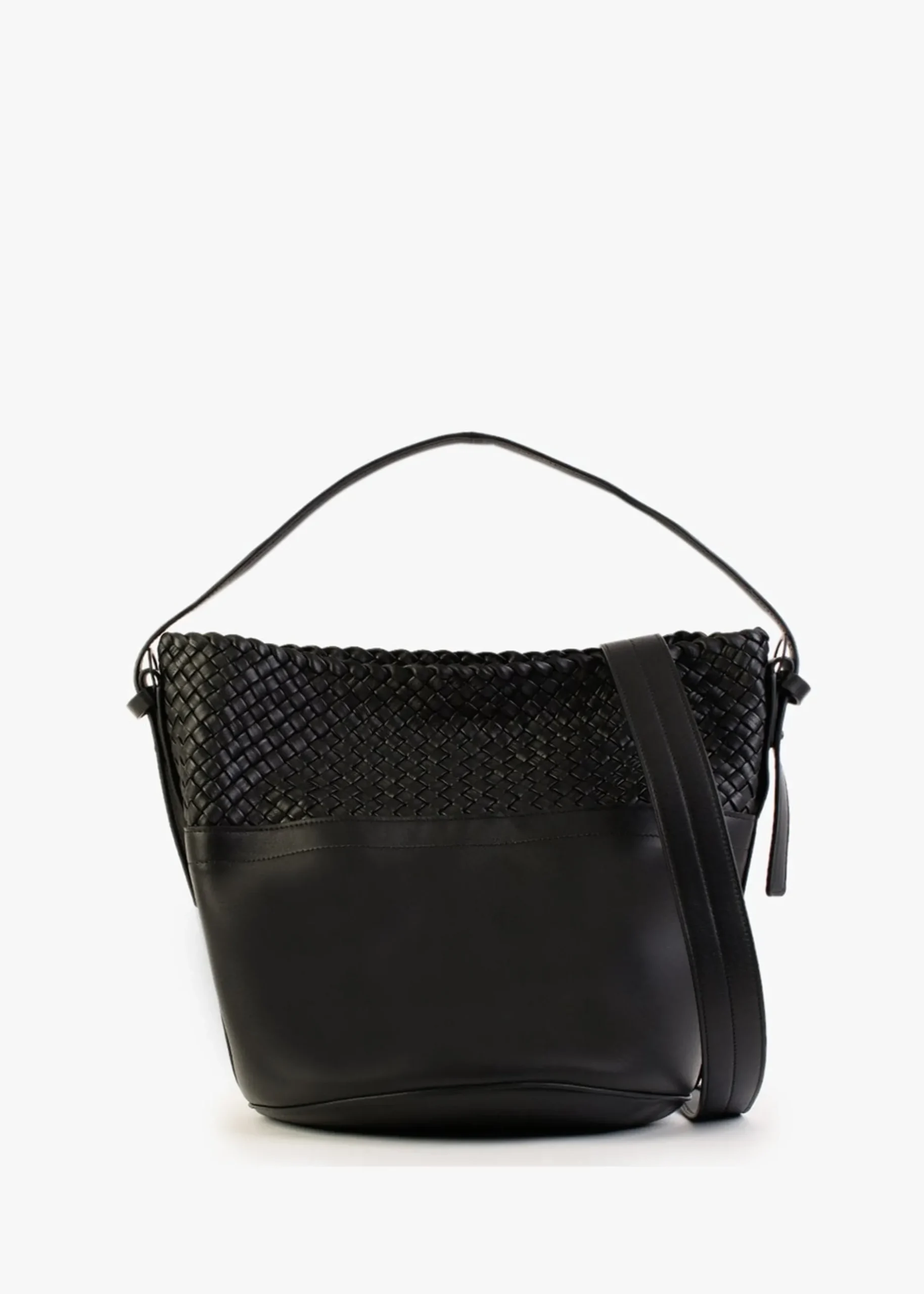 Discount FALORNI Woven Black Leather Bucket Bag