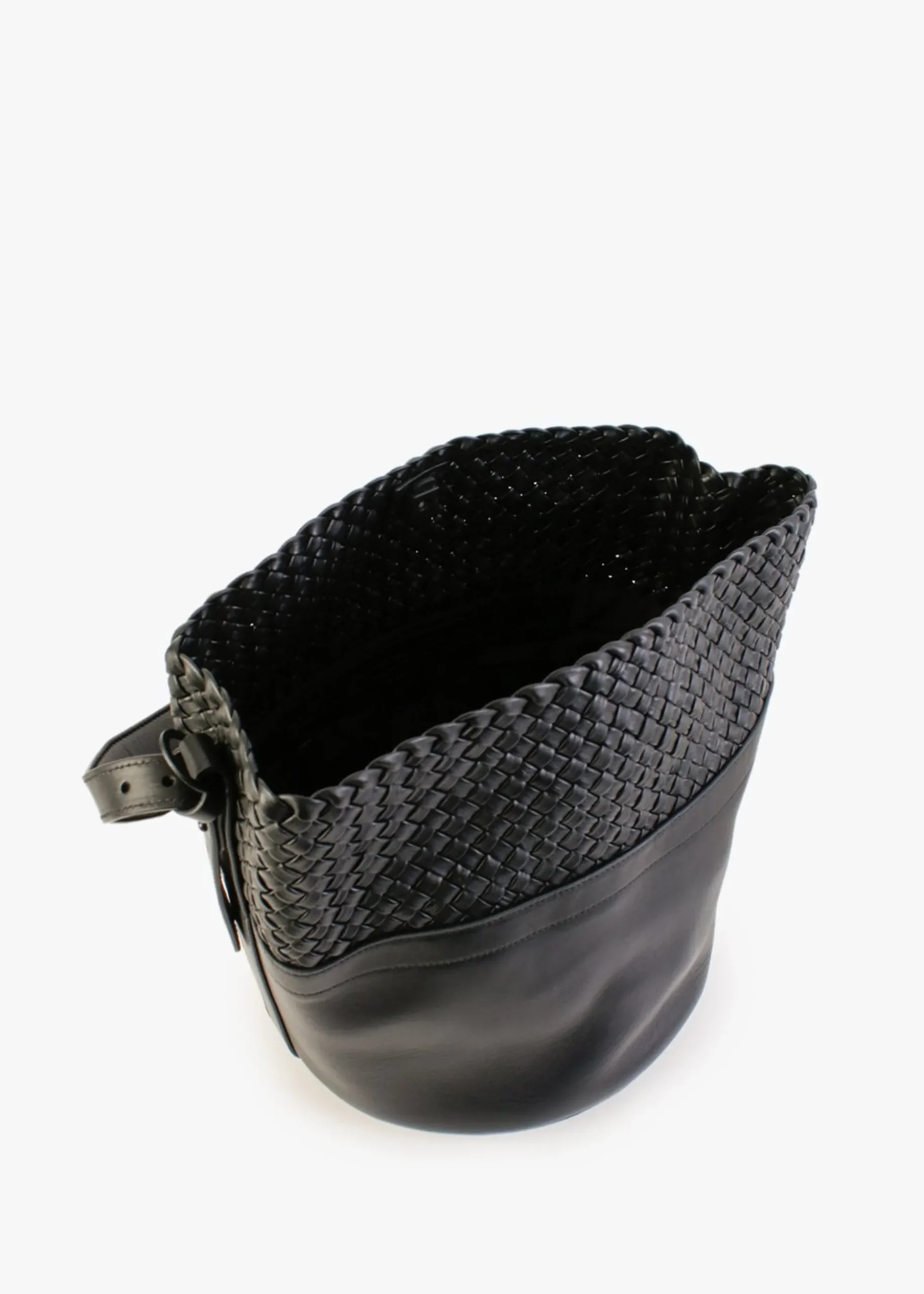 Discount FALORNI Woven Black Leather Bucket Bag
