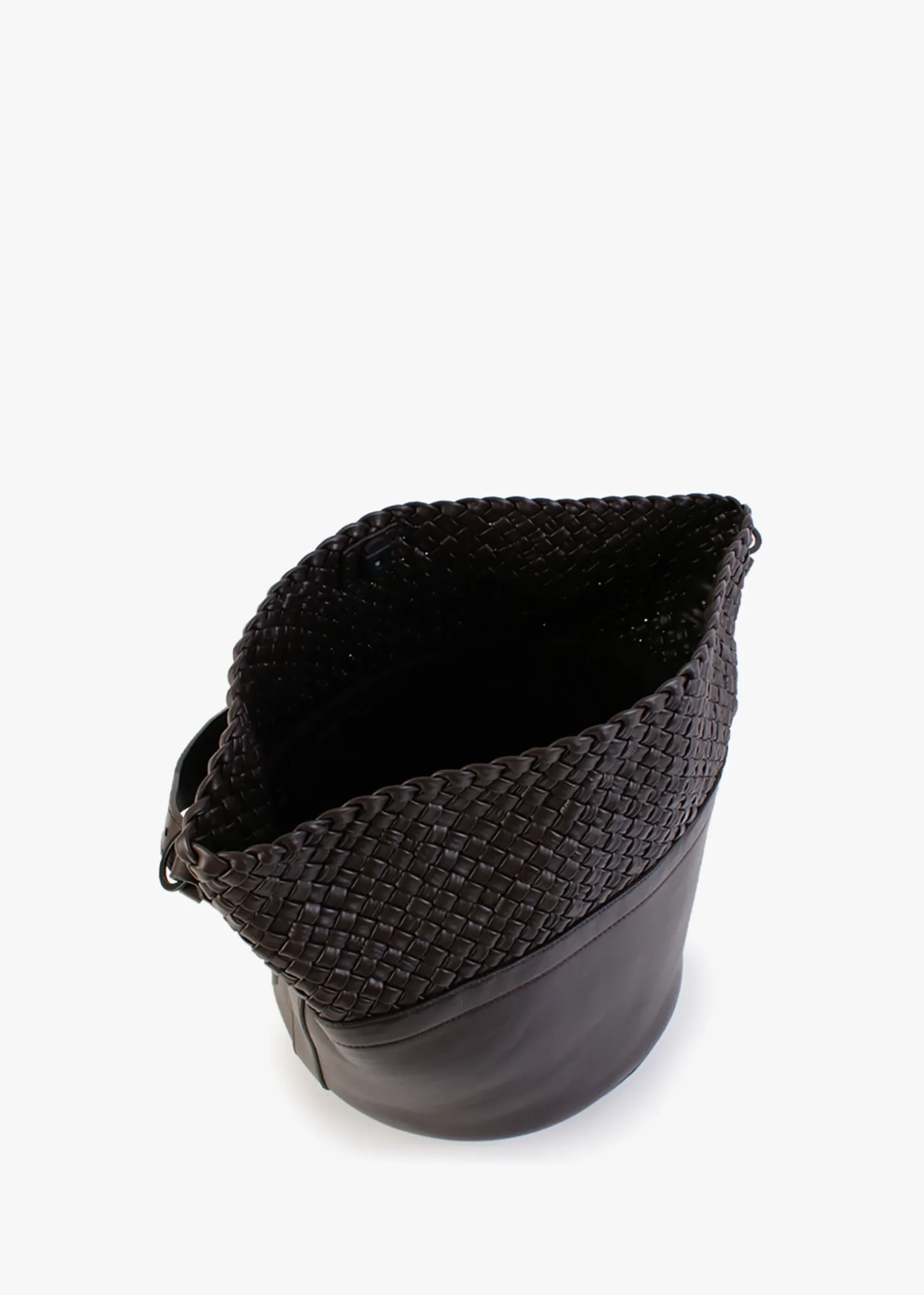 Outlet FALORNI Woven Brown Leather Bucket Bag