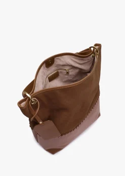 New DANIEL X Christian Villa Tan Leather & Suede Slouchy Hobo Bag