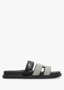 Fashion DF By DANIEL Yemmy Black & White H Bar Flat Mules