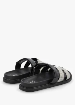 Fashion DF By DANIEL Yemmy Black & White H Bar Flat Mules