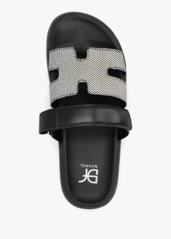 Fashion DF By DANIEL Yemmy Black & White H Bar Flat Mules