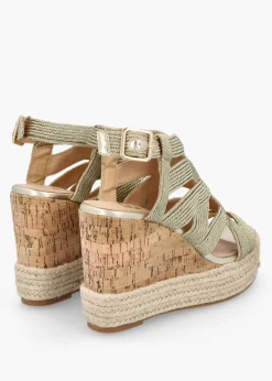 Outlet DF By DANIEL Yope Gold Rope High Wedge Espadrille Sandals