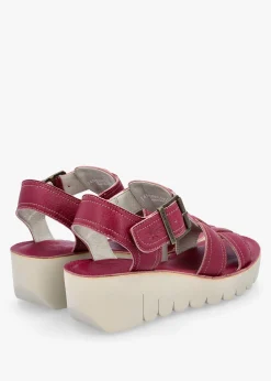 Hot FLY LONDON Yudd Berry Leather Wedge Sandals