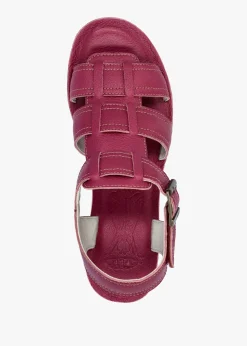 Hot FLY LONDON Yudd Berry Leather Wedge Sandals