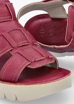 Hot FLY LONDON Yudd Berry Leather Wedge Sandals