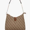 New GUESS Zamira Latte Logo Hobo Shoulder Bag