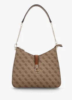 New GUESS Zamira Latte Logo Hobo Shoulder Bag