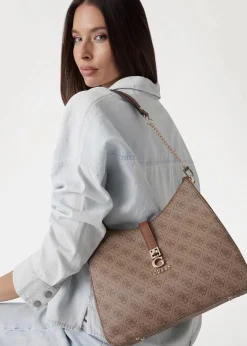 New GUESS Zamira Latte Logo Hobo Shoulder Bag