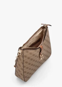 New GUESS Zamira Latte Logo Hobo Shoulder Bag
