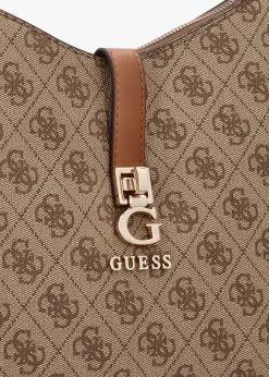 New GUESS Zamira Latte Logo Hobo Shoulder Bag