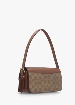 Online COACH Zoe Signature Coated Canvas Tan Caramel Shoulder Bag